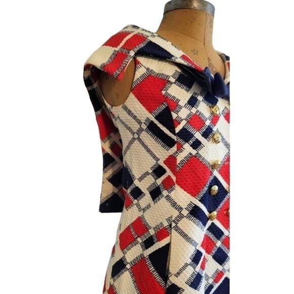 Mam'selle by Betty Carol Stunning Mod Sailor Funky Patriotic Vintage Dress - Picture 12 of 16